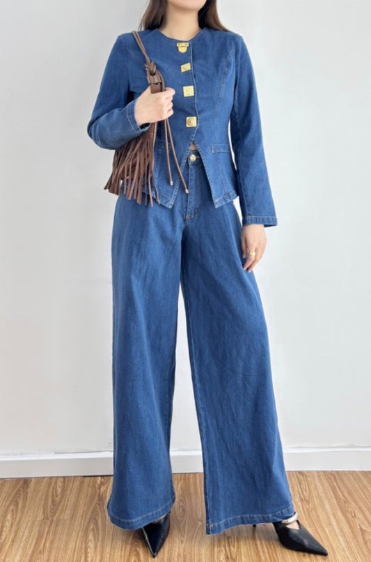 Chic Denim Two-Piece Set