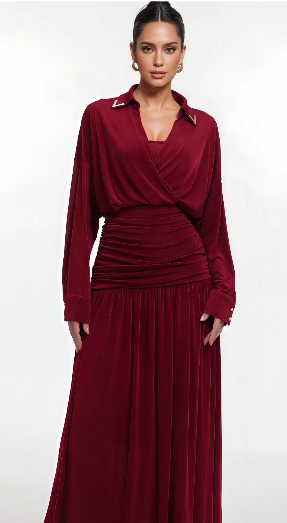 Burgundy  Elegant Maxi Dress