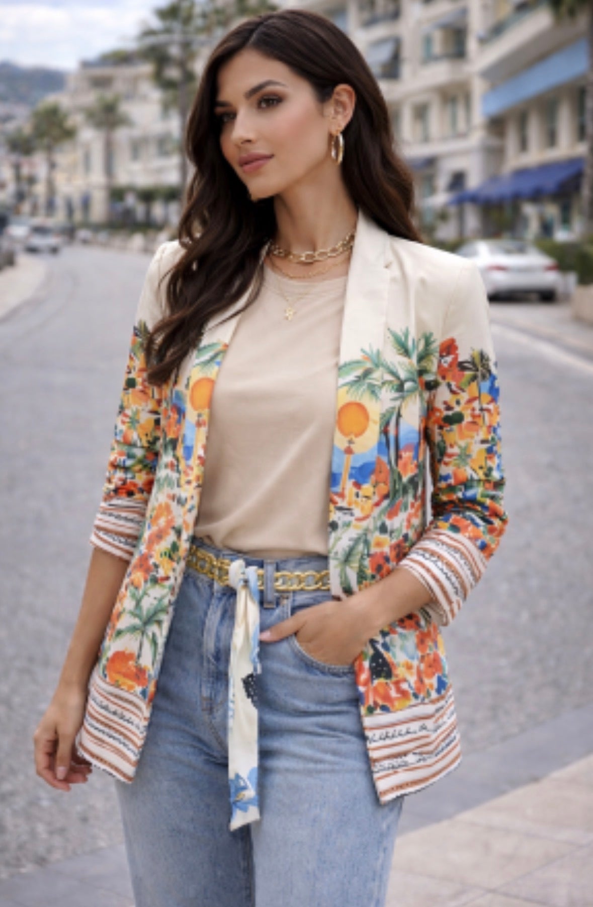 Italian ✨women's jacket with a Mediterranean print