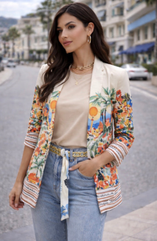 Italian ✨women's jacket with a Mediterranean print