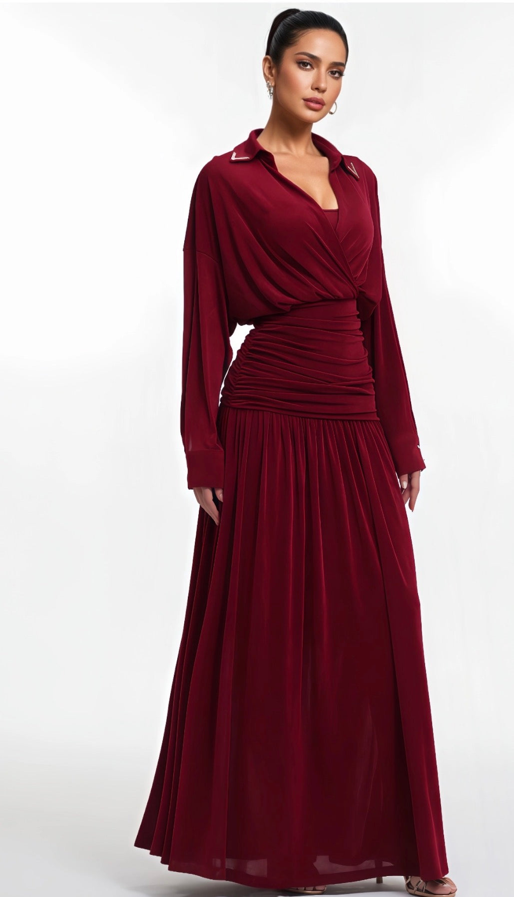 Burgundy  Elegant Maxi Dress