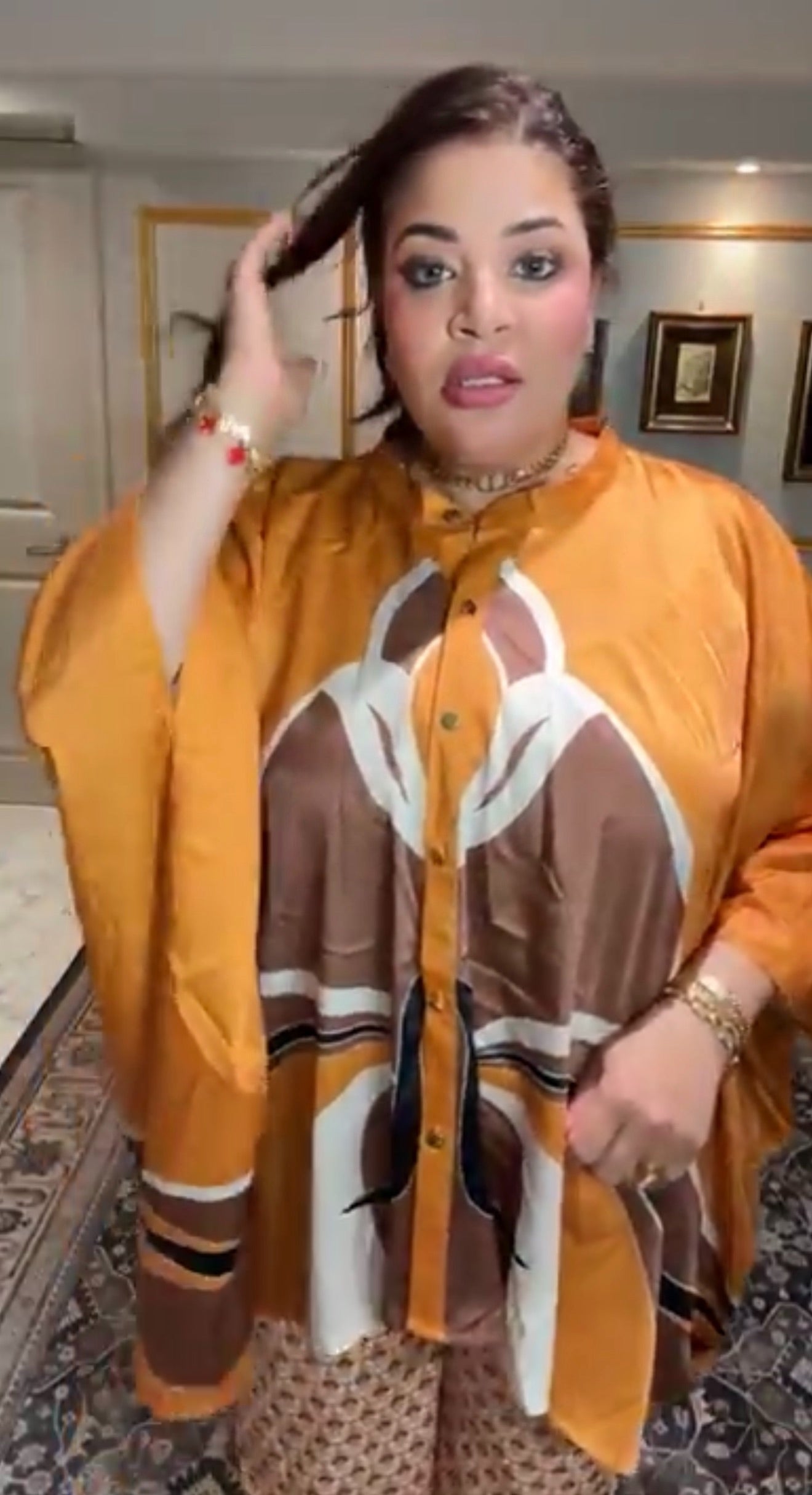 Luxury Turkish Satin Two-Piece Set – Mustard