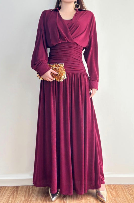Burgundy  Elegant Maxi Dress