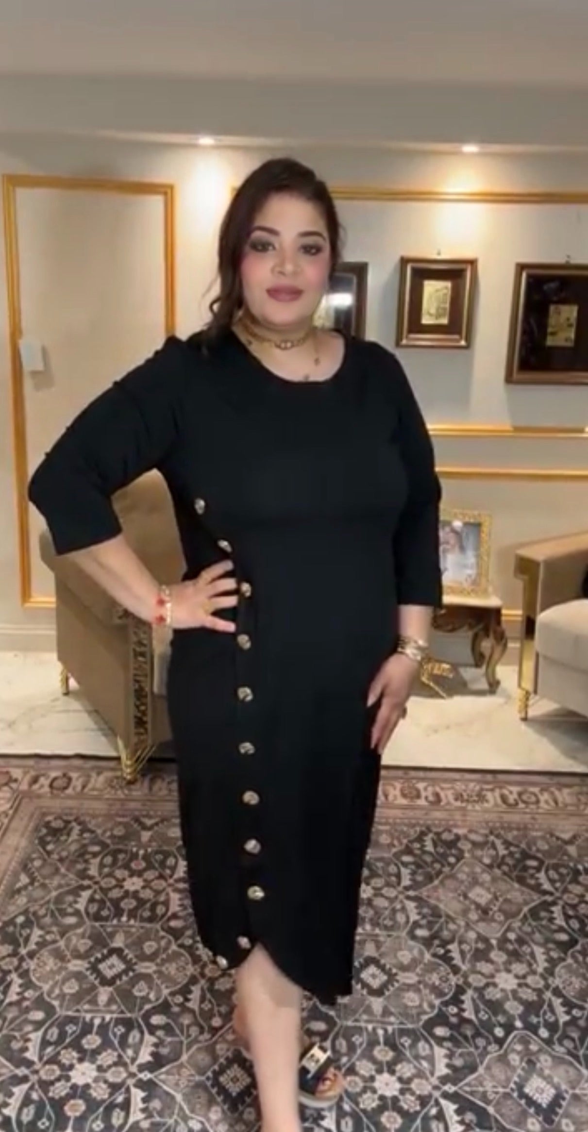 Elegant Turkish Soft Fabric Dress – Black