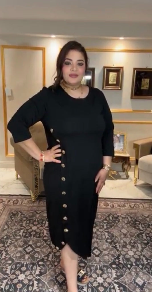 Elegant Turkish Soft Fabric Dress – Black