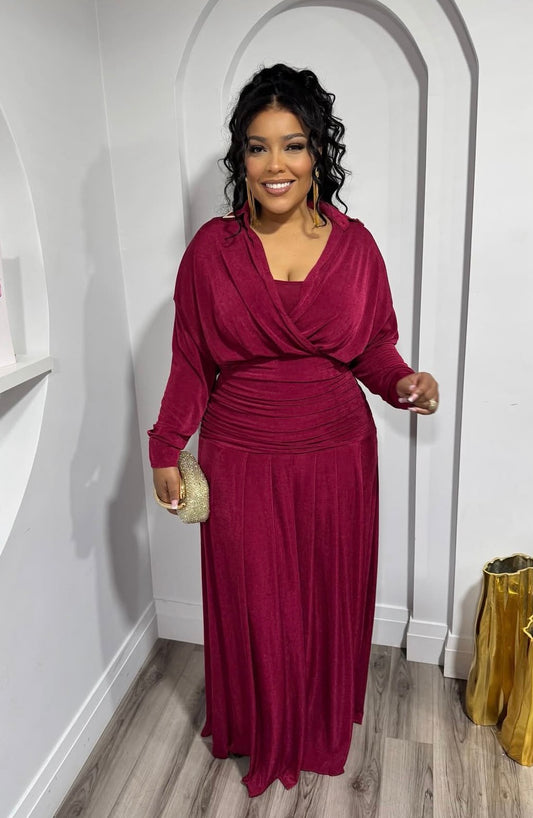 Burgundy  Elegant Maxi Dress