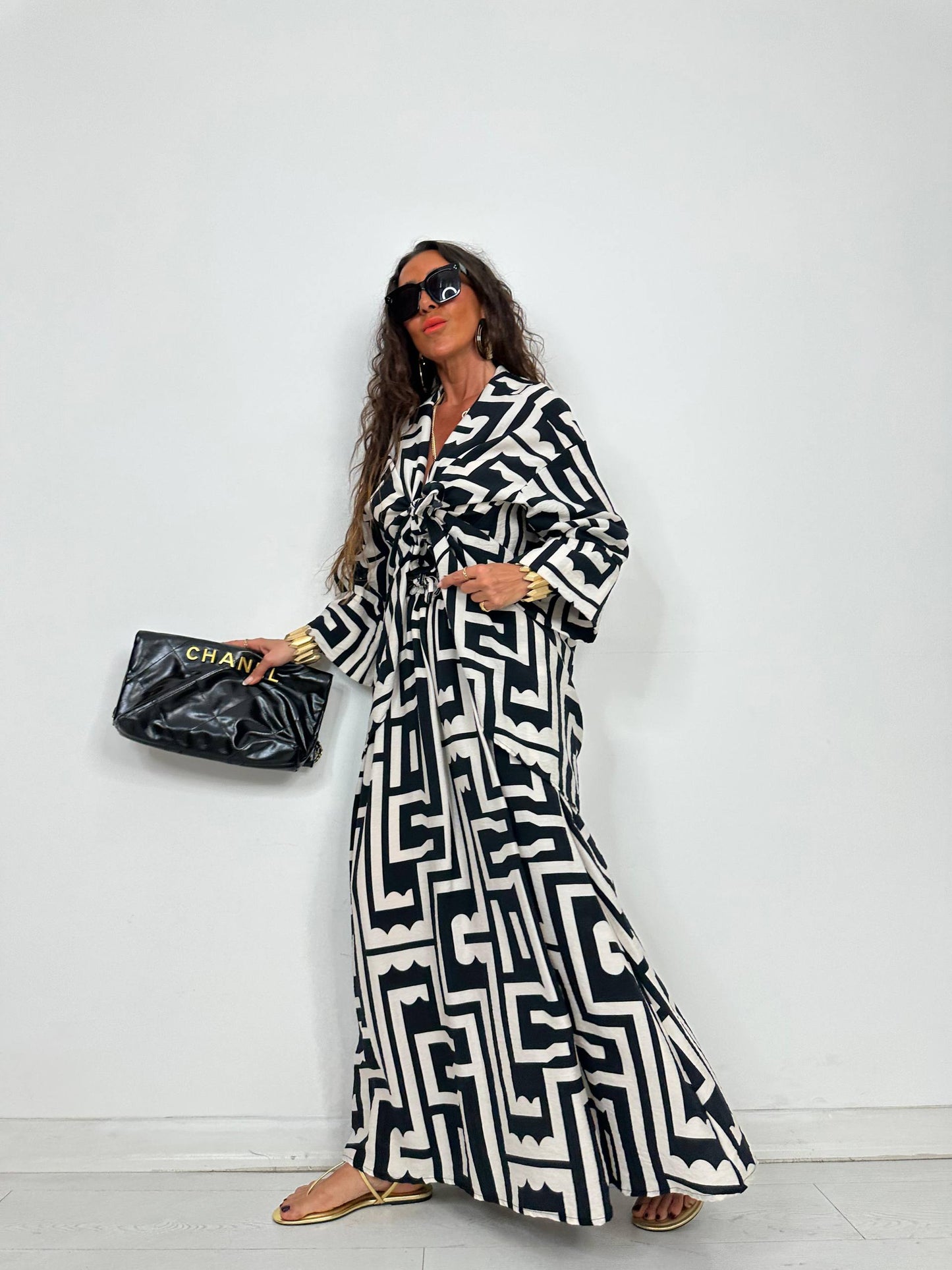 Women’s Two-Piece Set – Geometric Print Skirt & Blouse