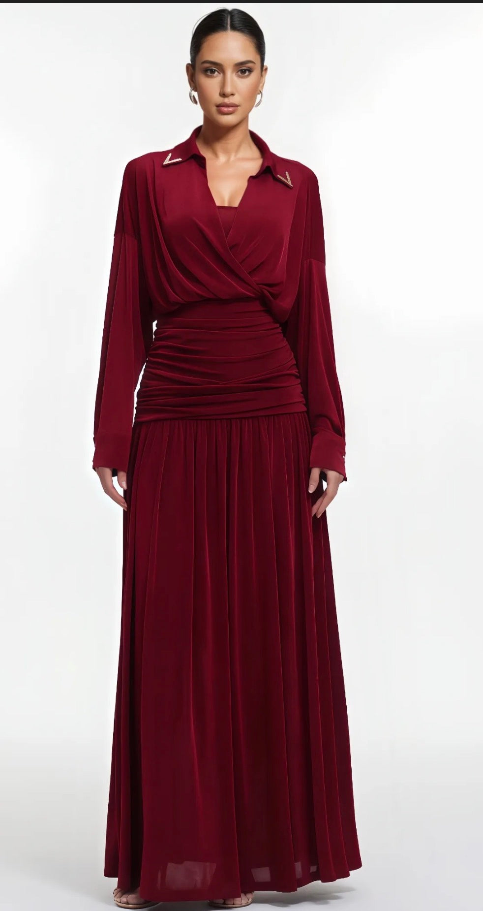 Burgundy  Elegant Maxi Dress