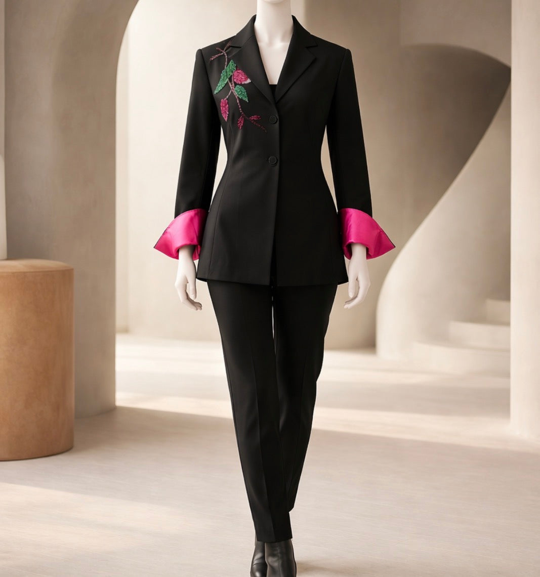 Luxury Turkish Elegant Blazer Set – Black